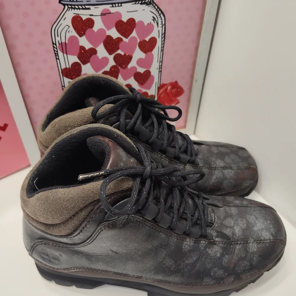 🖤 Vintage Y2K Timberland Euro Hiker Multicolor Lace Up Ankle Boots, Black, 7 - Picture 9 of 16